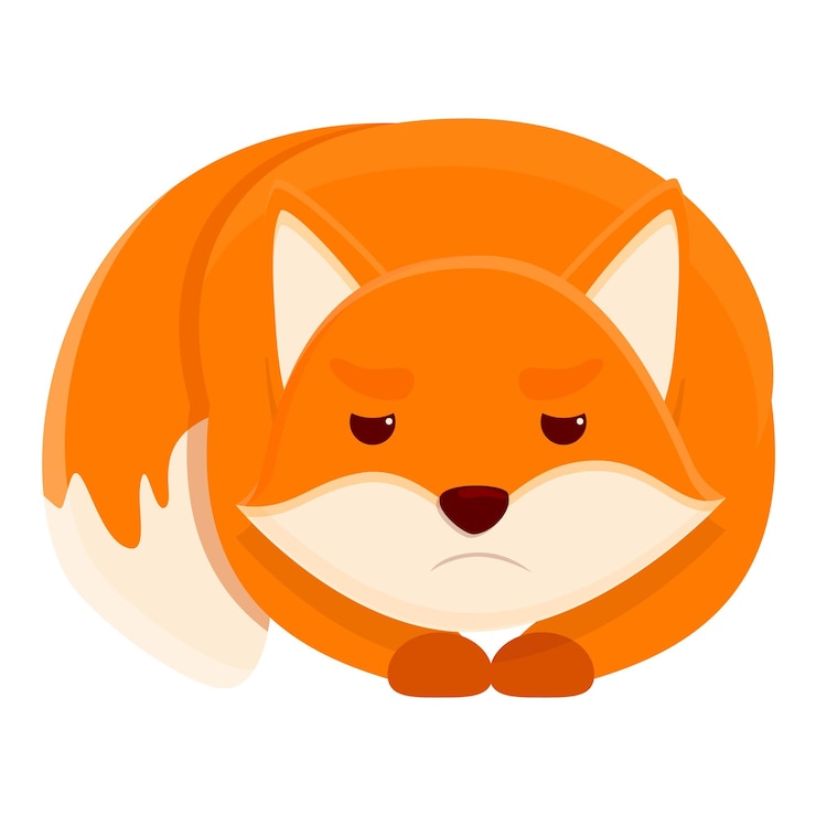 Vector sad fox icon cartoon of sad fox vector icon for web design isolated on white background