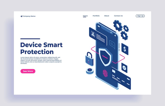 safety and confidential data protection with code and check access concept isometric