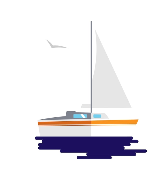 sailing yacht water transportation illustration