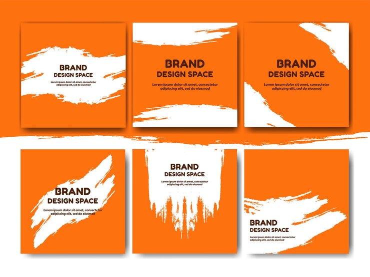Vector sale banner template design set in the form of a brush orange color special template