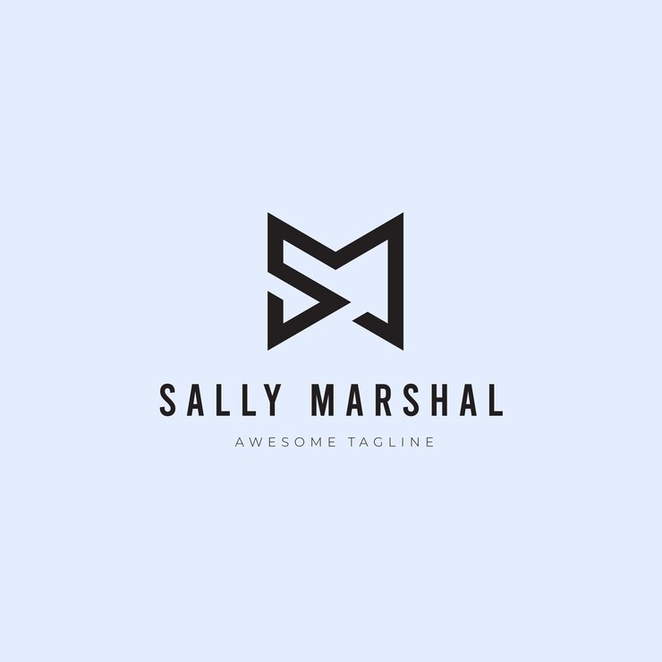 Sally Marshal logo design with initials SM in black and white