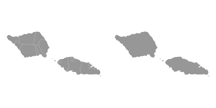 Vector samoa map with administrative divisions vector illustration