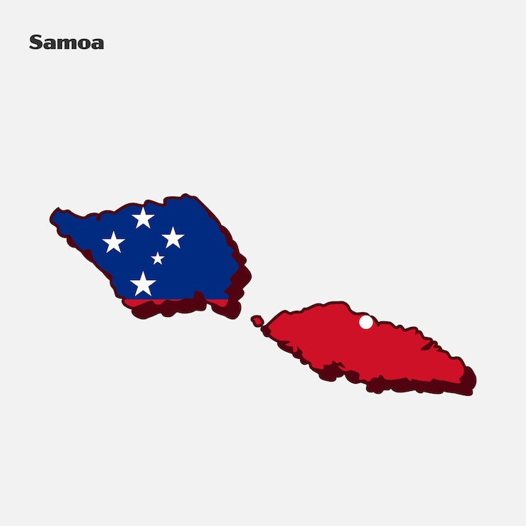 Vector samoa nation flag map infographic