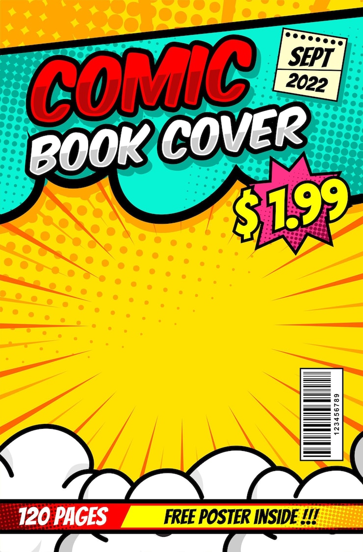 Vector sampul majalah komik pop art kartun