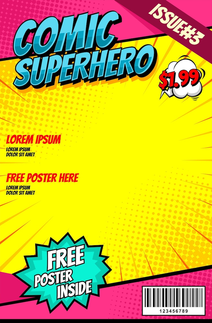 Vector sampul majalah komik pop art kartun