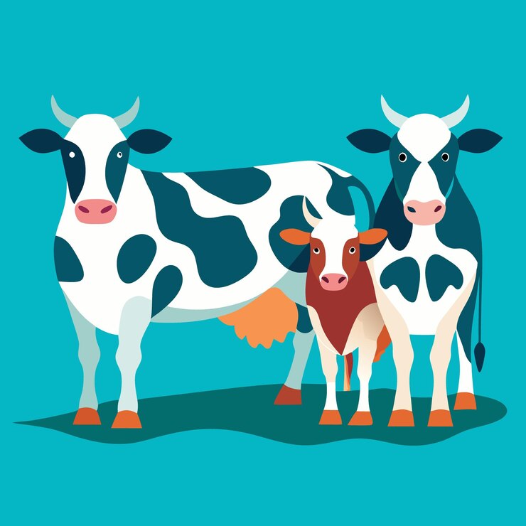 Vector sapi di padang rumput