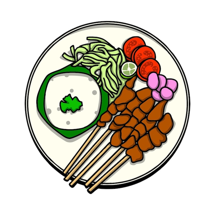 Vector satay with rice vector illustration