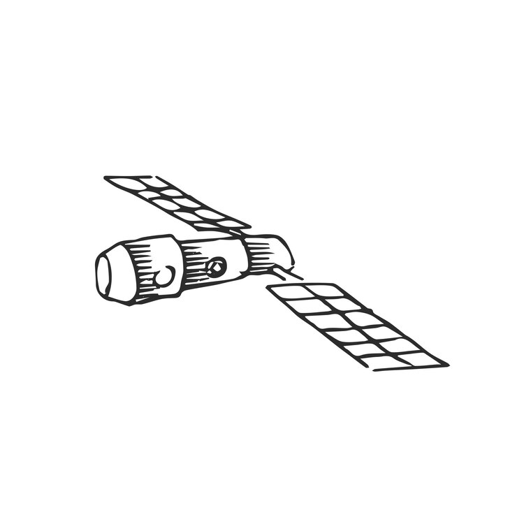 satellite isolated on white background vector illustration