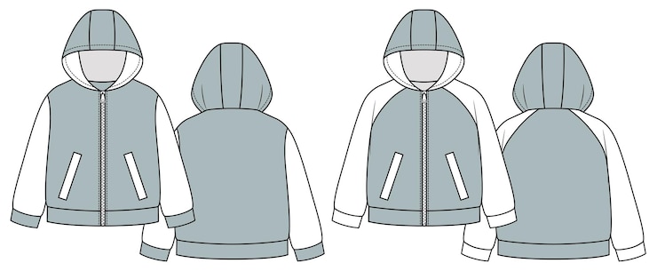 Vector satu set hoodies untuk templat pakaian bayi