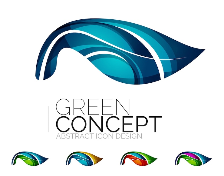 Vector satu set ikon tanaman ramah lingkungan abstrak logo bisnis konsep hijau alam desain geometris modern yang bersih