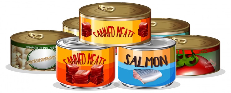 Vector satu set makanan kaleng