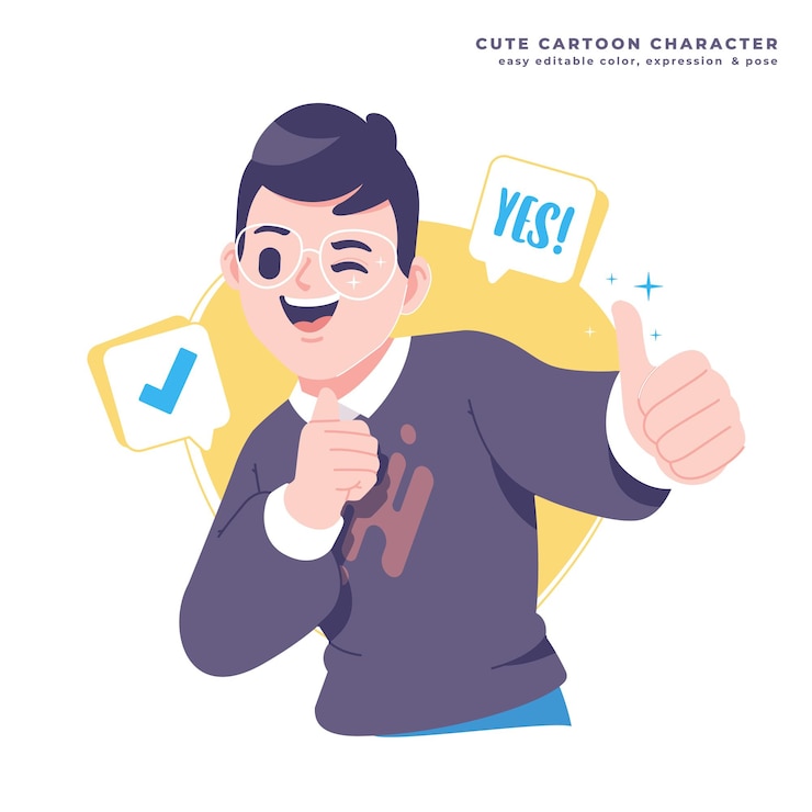 Vector say yes pose character design