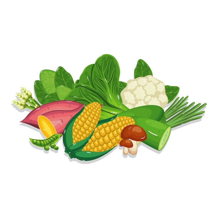 Vector sayuran segar sehat alami bahan masakan
