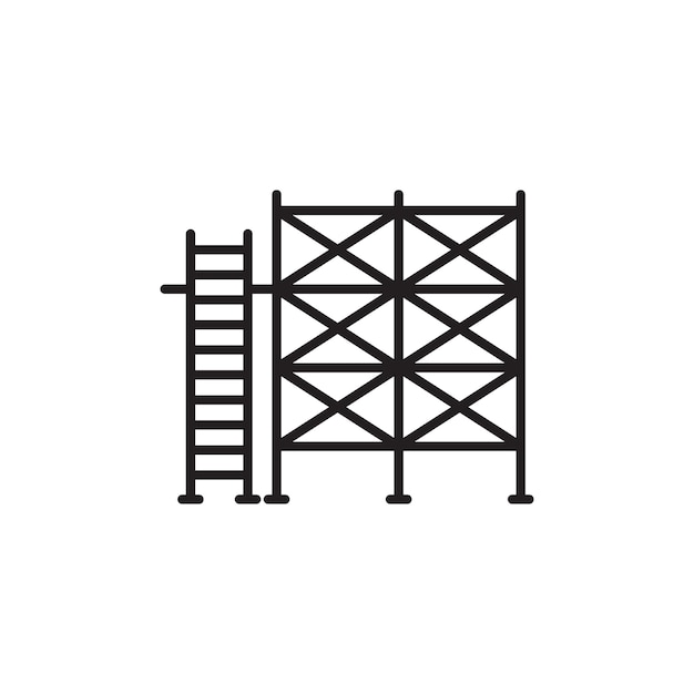 Scaffolding Icon Set Construction building platform vector symbol in a black filled and outlined style Framework Erect Sign