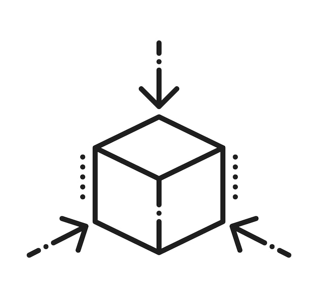 Scalability icon cube and arrows in video zoom outline sign Vector resize and scale reduce expand symbol Zoom and change expand scaling