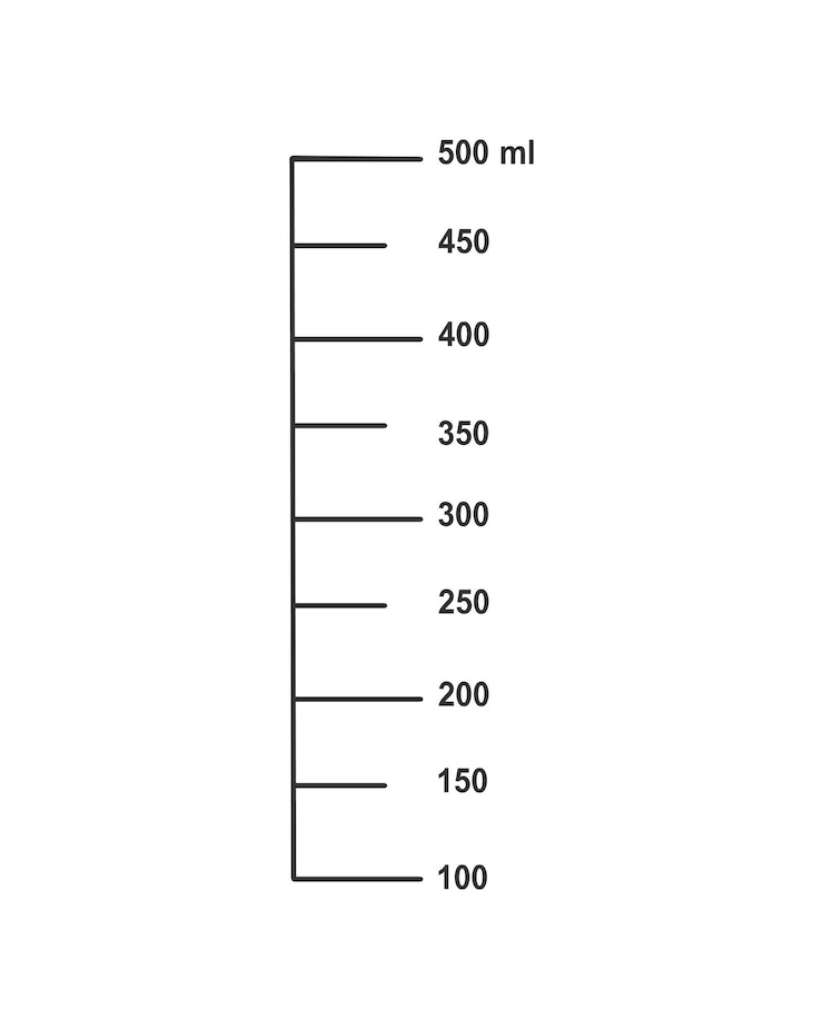 Vector scale with 500 ml liquid volume for measuring cup to preparing cooking or chemistry flask