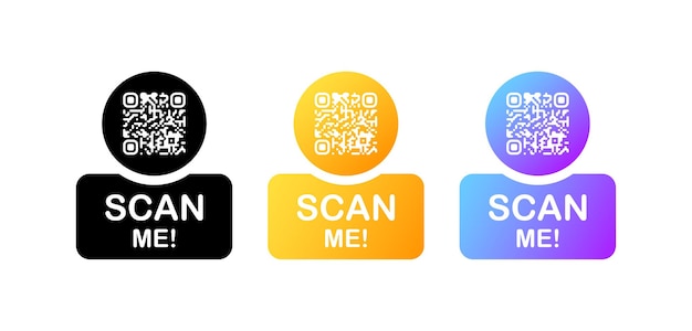 Scan me Flat color scan the QR code Vector icons