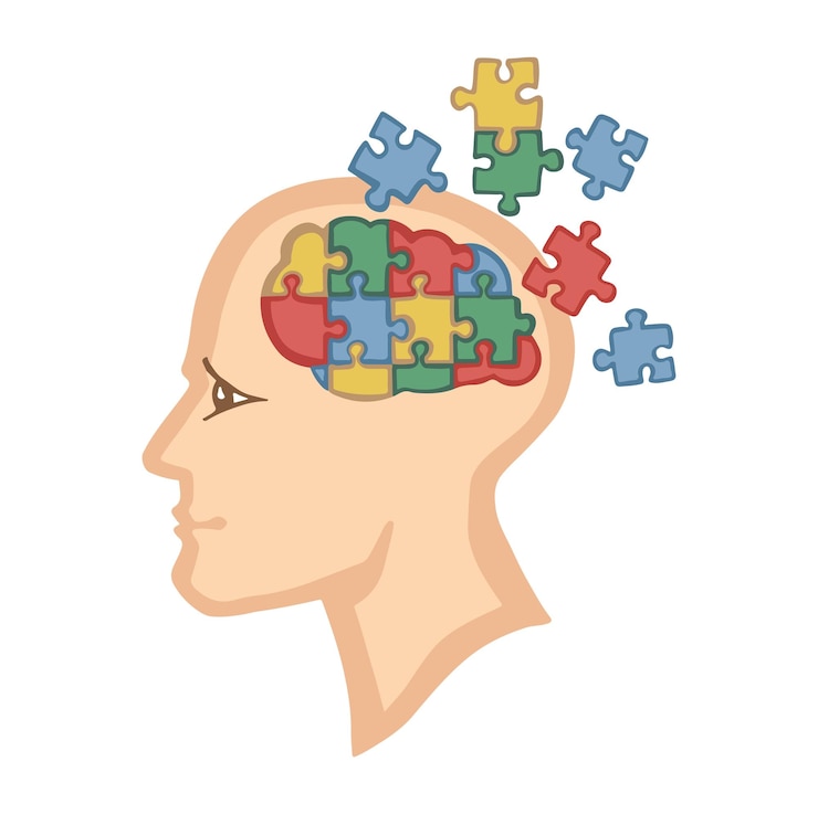 Vector scattered brain mosaic cartoon vector illustration