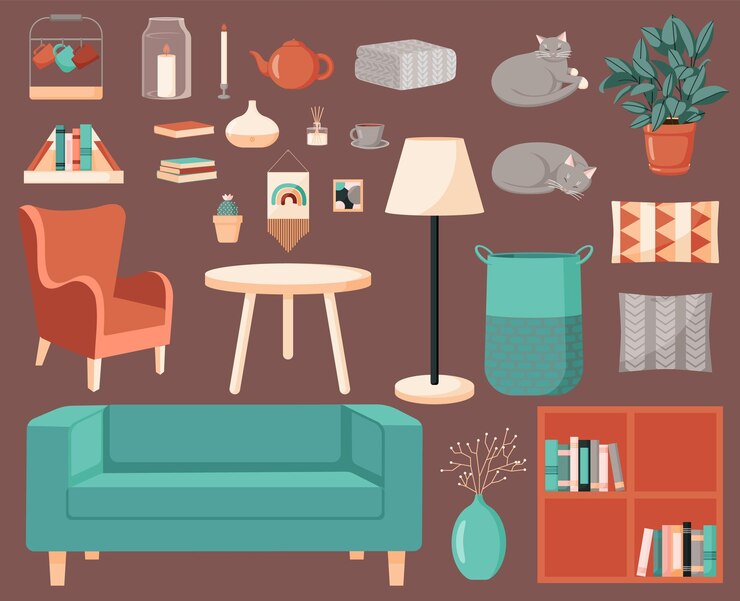 Scented candle in vase hygge home flat hand drawn vector illustration