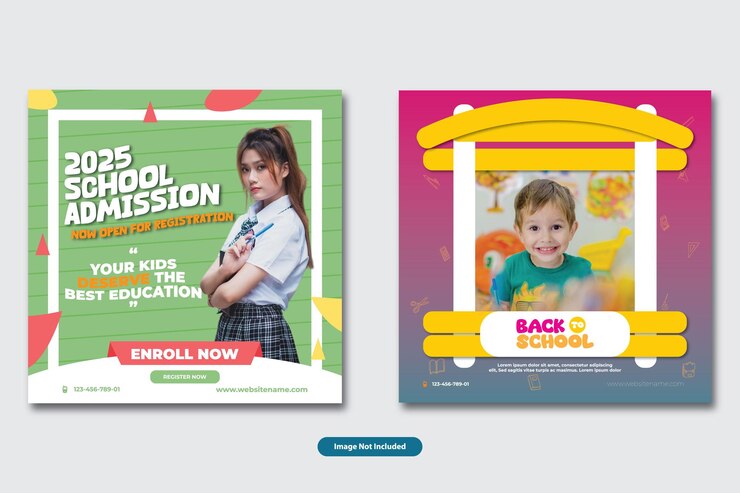 Vector school admission social media post or web banner template