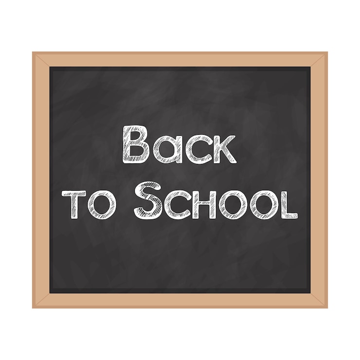 Vector school banner on black chalkboard back to school