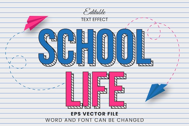 School life doodle style editable vector text effect