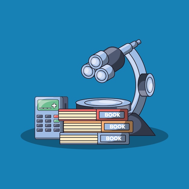 school objects design with books and microscope 