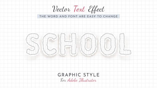 School Paper Text Effect Graphic Style Vector Mockup and Template Slogan and Brand Company