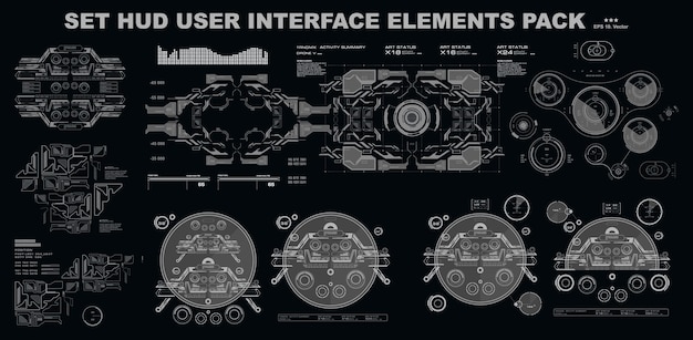 Scifi futuristic hud dashboard display virtual reality technology screen HUD interface elements