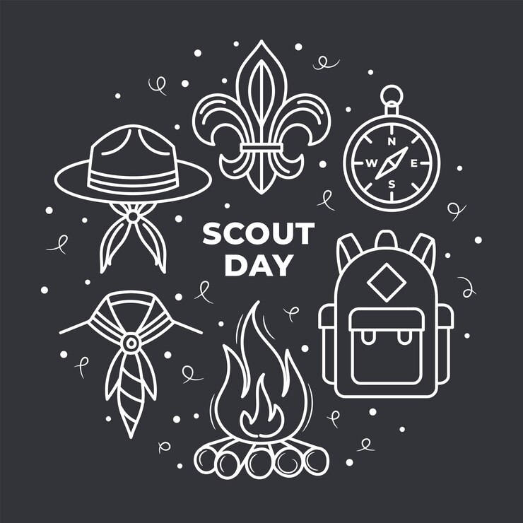 Vector scout day vector sign or symbol with line art style