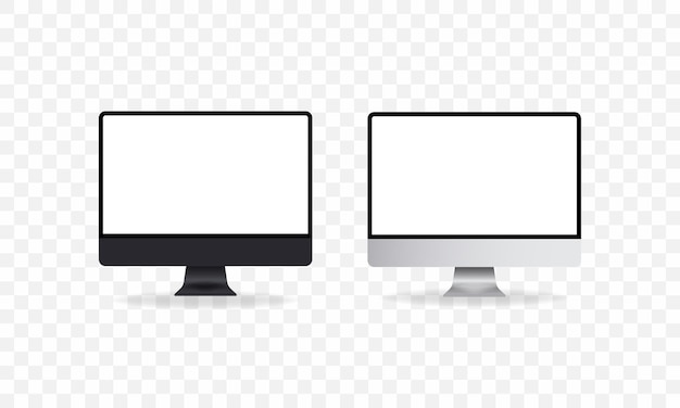Screen realistic computer monitor icon set