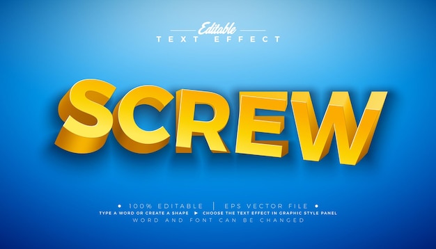 screw 3d text effect design editable and scalable vector graphic style effect with shadow and