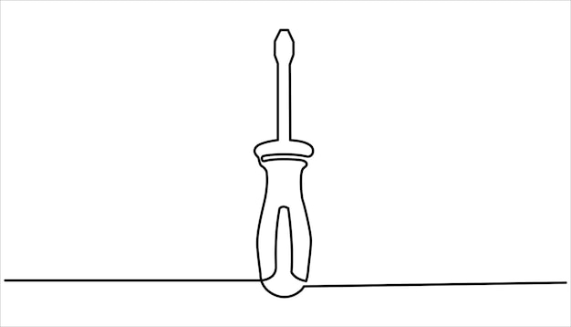 Screwdriver continuous one line drawing Single line of screwdriver vector illustration