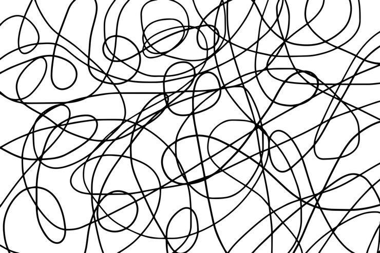 Vector scribble lines hand drawn seamless pattern