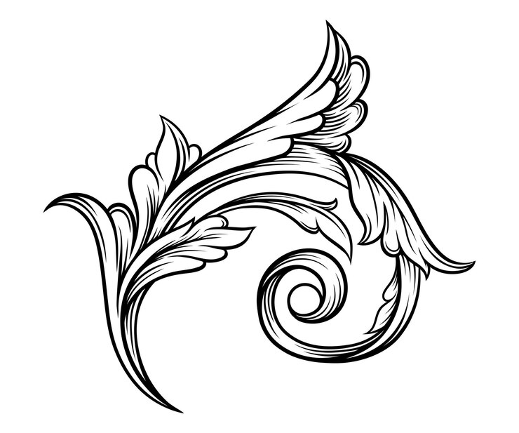 Vector scroll as baroque element with arabesque and flourish motif vector illustration