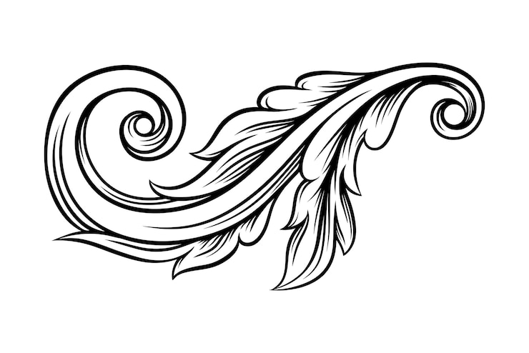Vector scroll as baroque element with arabesque and flourish motif vector illustration