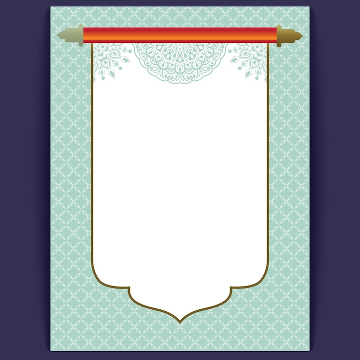 Vector scroll invitation template with ornate border and mandala design for special events