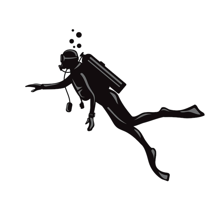 Vector scuba diver with underwater equipment vector