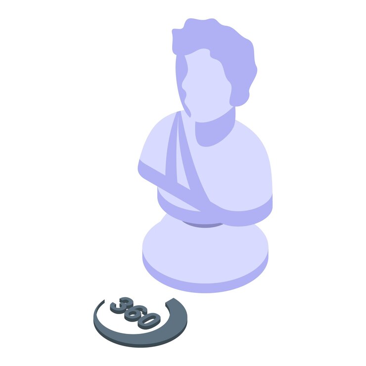 Vector sculpture virtual tour icon isometric vector online video walk degree