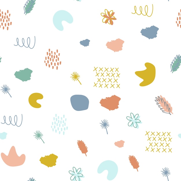 Seamless abstract pattern Hand drawn various shapes and objects