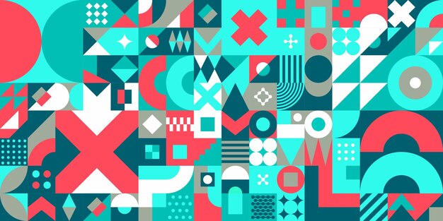 Seamless Abstract Vector Bauhaus Geometric Pattern Design Background