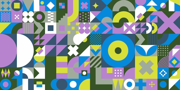 Seamless Abstract Vector Bauhaus Swiss Geometric Pattern Design Background