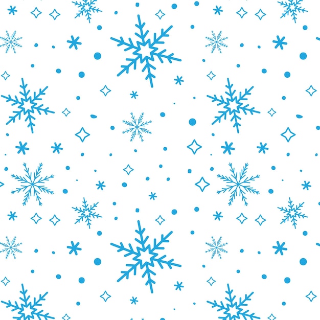 Seamless blue snowflakes pattern on white background Vector illustration