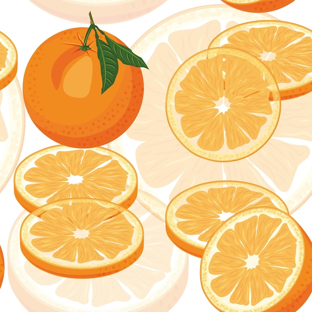 seamless bright light pattern with fresh oranges orange fruit slices