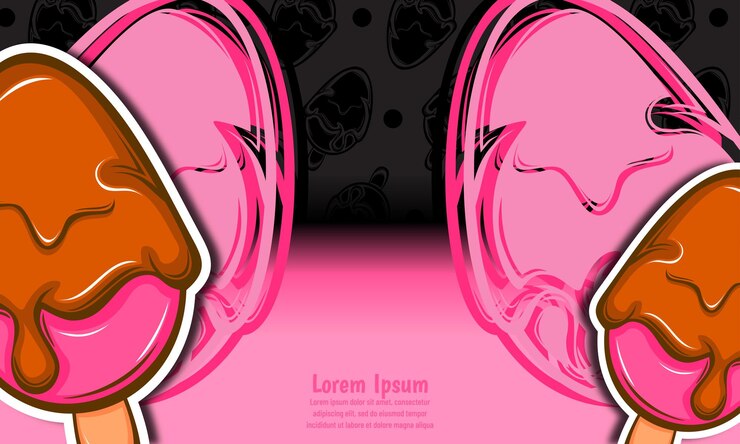 Vector seamless cute pink ice cream hand drawn pattern background