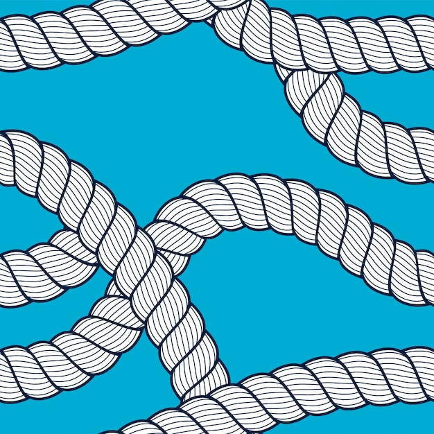 Seamless nautical rope pattern vector. Endless navy illustration with loop cord lines ornament. Navy simple minimal marine ropes endless design. Usable for fabric, wallpaper, wrapping, web and print.