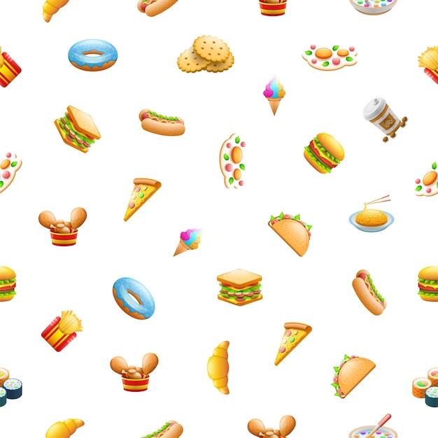 seamless pattern abstract elements fast food vector design style background illustration