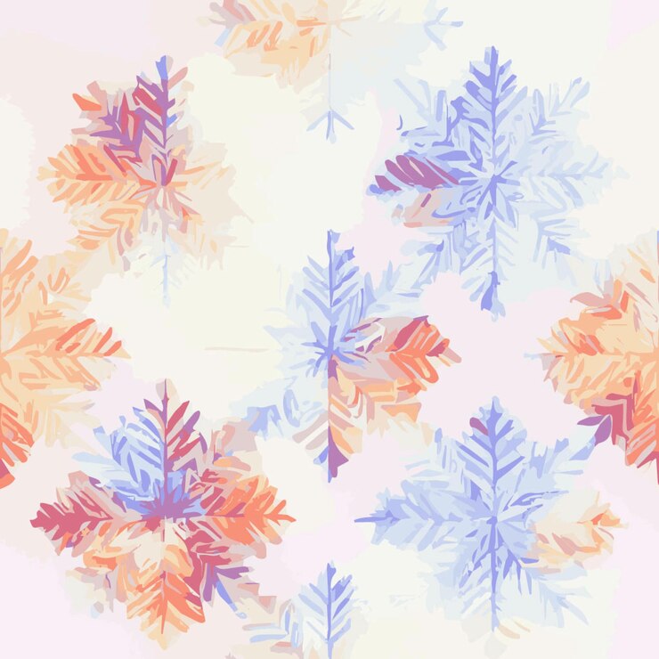 Vector seamless pattern christmas snowflakes watercolor xmas endless pattern newyear holidays