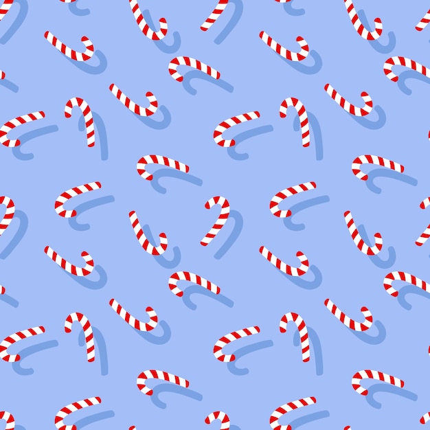 Seamless pattern for Christmas and New Year packaging Vector illustration Seamless background with cute lollipop Celebration Icons for design