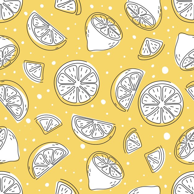 seamless pattern of lemon with hand draw style
